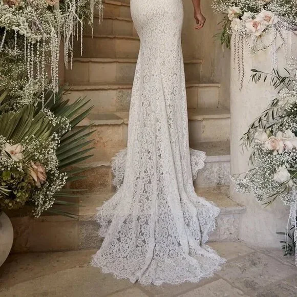 chinese dress ladies Zapaka Women Sparkly Prom Dress White Floral Strapless Mermaid Long Evening Dress with Sequins, White Flower / UK16 main image 1